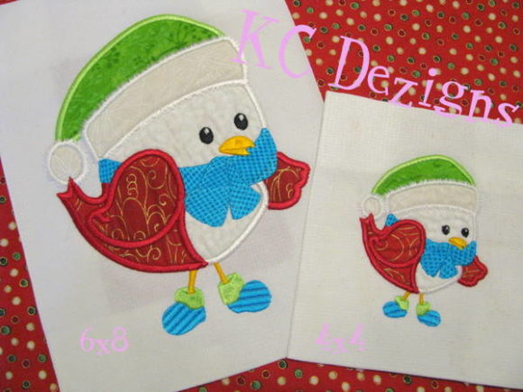 Christmas Bird Applique for Boutique Apparel