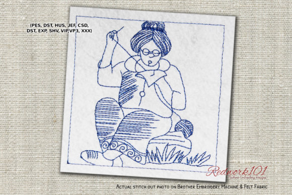 Grandma Sewing Redwork: A Craft Fair Review