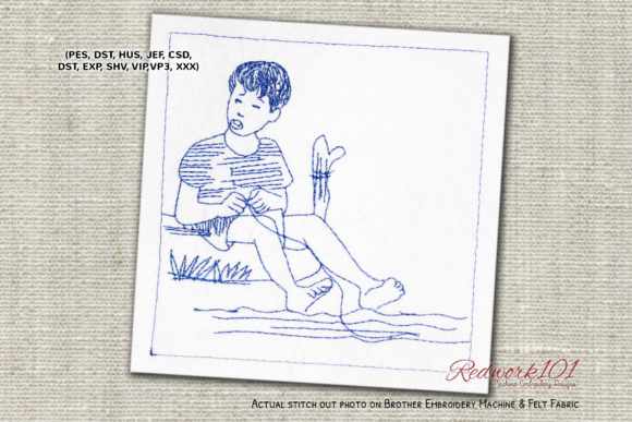 No Fishing Today Bluework: A Premium Embroidery Design