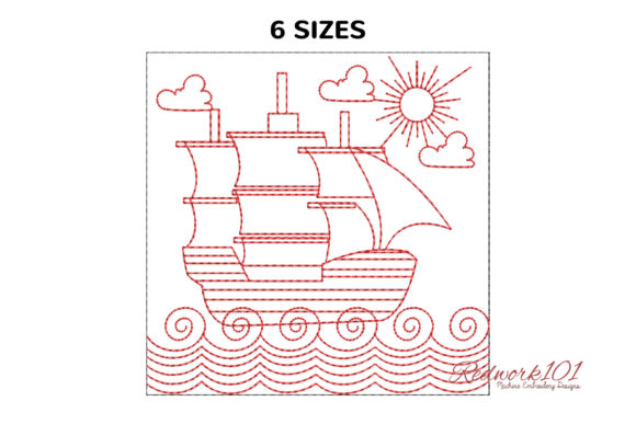 Ship in Ocean Water Redwork: An Etsy Seller's Review